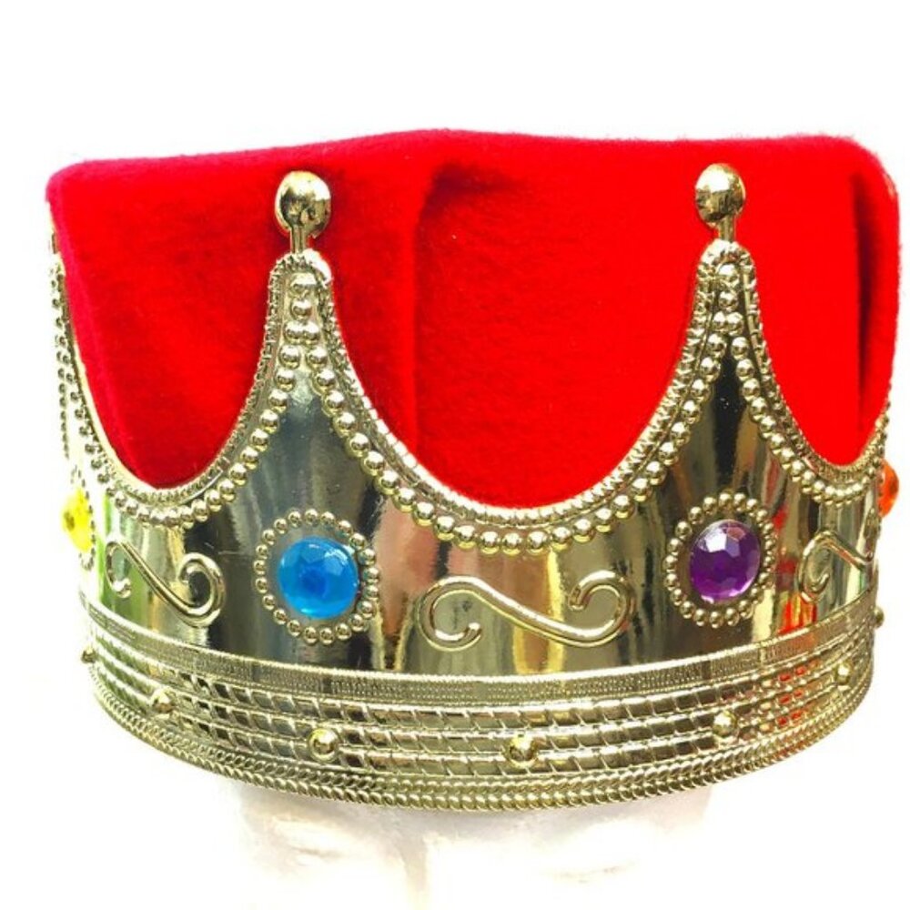 King’s Royal Crown w/ Red Faux Velvet Turban NOS NWOT
